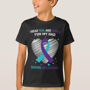 I Bära Teal and Lila for Pappa Suicide Awareness P T Shirt