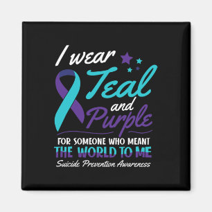 I Bära Teal and Lila Suicide Awareness Mental He Magnet
