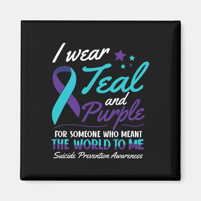I Bära Teal and Lila Suicide Awareness Mental He Magnet (Framsidan)