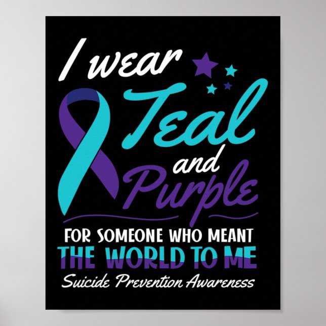 I Bära Teal and Lila Suicide Awareness Mental He Poster (Framsidan)