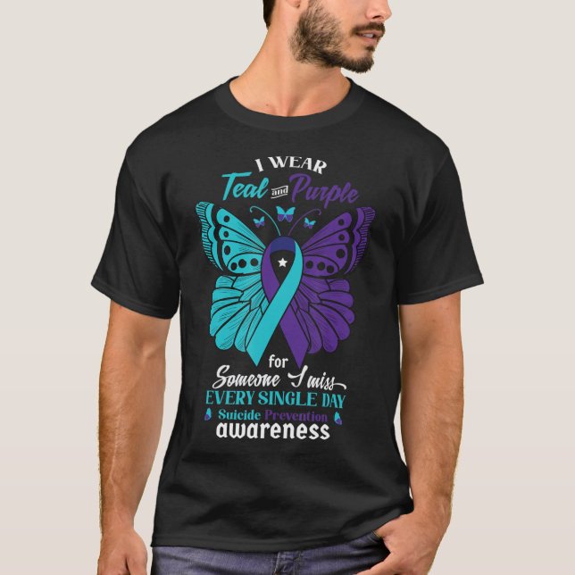 I Bära Teal and Lila Suicide Awareness Mental He T Shirt (Framsida)