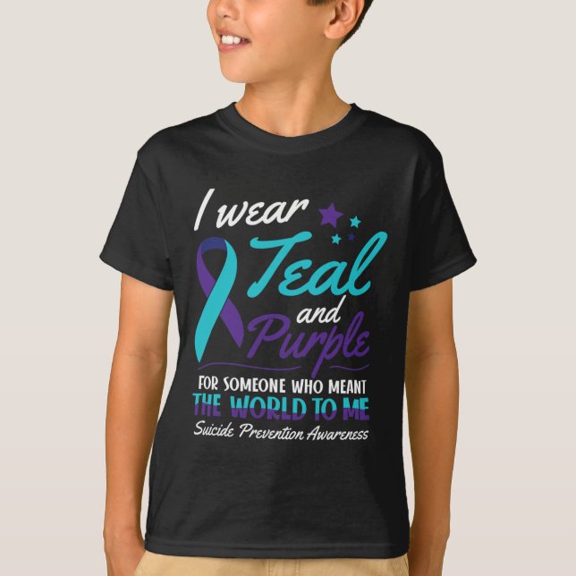 I Bära Teal and Lila Suicide Awareness Mental He T Shirt (Framsida)