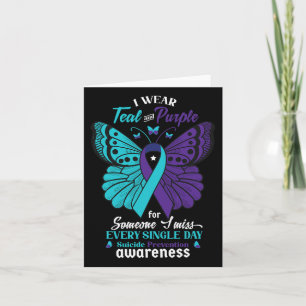I Bära Teal and Lila Suicide Awareness Mental Kort