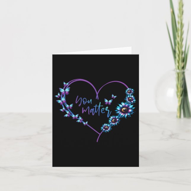 I Bära Teal and Lila Suicide Awareness Mental Kort (Framsida)