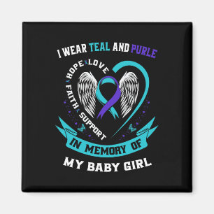 I Bära Teal and Lila Suicide Awareness Ribb Magnet