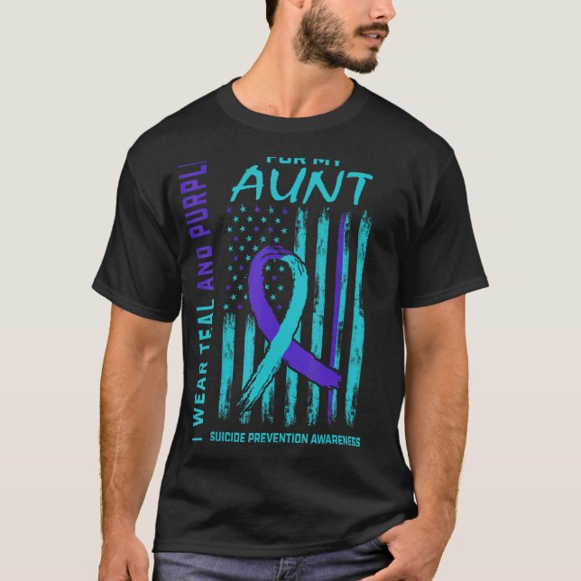 I Bära Teal and Lila Suicide Awareness Shirt Aun T Shirt (Framsida)