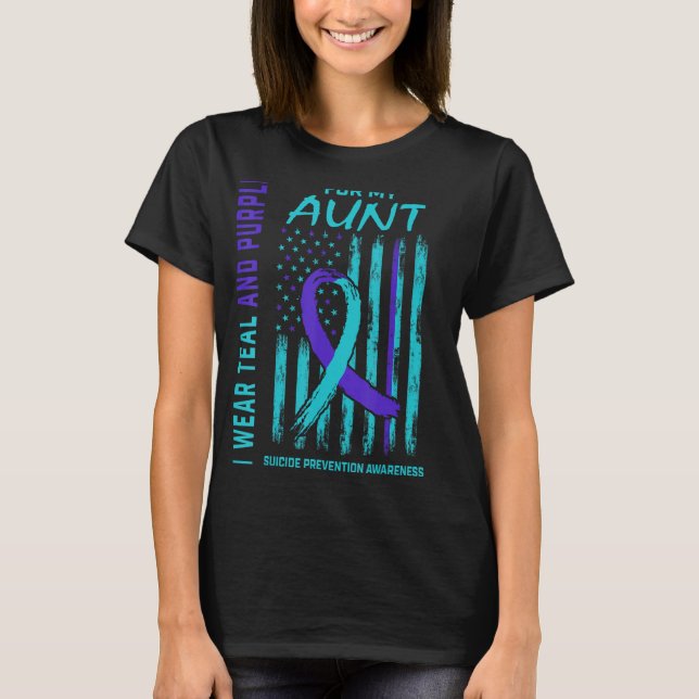 I Bära Teal and Lila Suicide Awareness Shirt Aun T Shirt (Framsida)