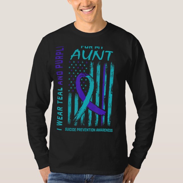 I Bära Teal and Lila Suicide Awareness Shirt Aun T Shirt (Framsida)