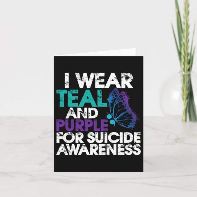 I Bära Teal and Lila support Suicizin Awareness 1 Kort (Framsida)