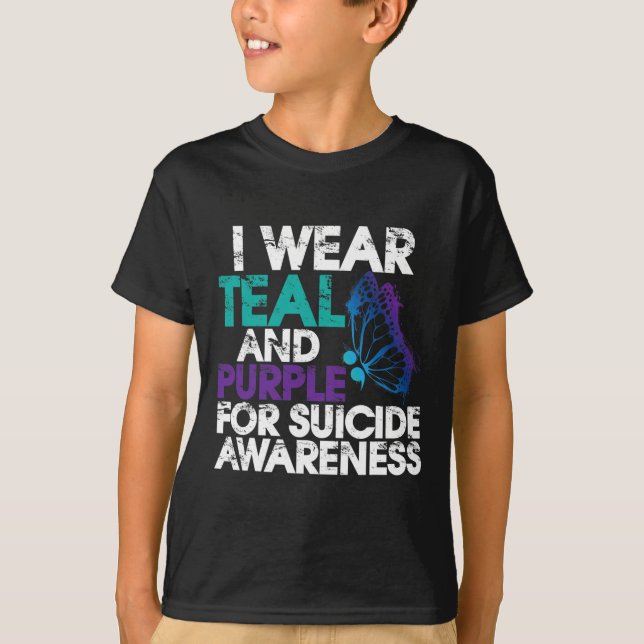 I Bära Teal and Lila support Suicizin Awareness 1 T Shirt (Framsida)