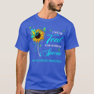 I Bära Teal for Food Allergieness Awareness Solros T Shirt