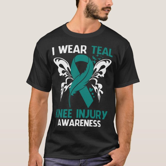 I Bära Teal for KNEE SKADA Awareness T Shirt (Framsida)