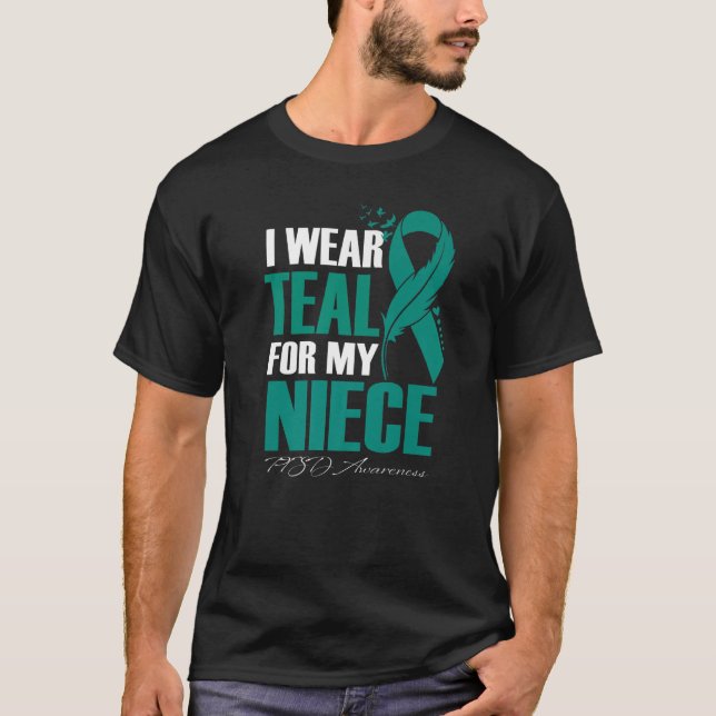 I Bära Teal for my Niece PTSD Awareness Feather T Shirt (Framsida)