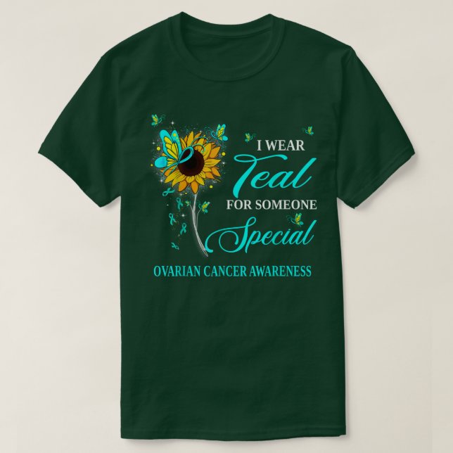 I Bära Teal for Ovarian Cancer Awareness Solros T Shirt (Design framsida)