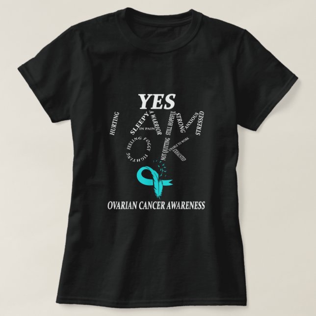 I Bära Teal for Ovarian Cancer Awareness Warrior T Shirt (Design framsida)
