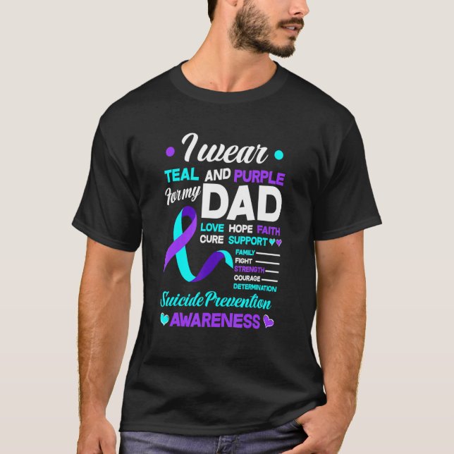I Bära Teal & Lila for My Pappa Suiciences Prevent T Shirt (Framsida)