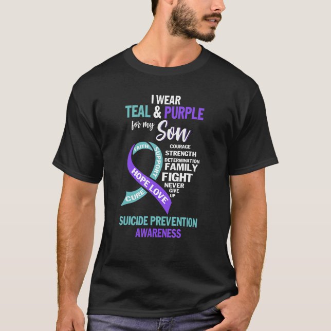 I Bära Teal & Lila for My Son Suicic Prevention T Shirt (Framsida)