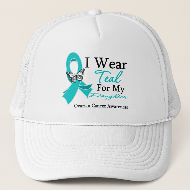 I Bära Teal Ribbon Dotter Ovarian Cancer Keps (Framsida)