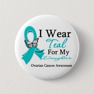 I Bära Teal Ribbon Dotter Ovarian Cancer Knapp