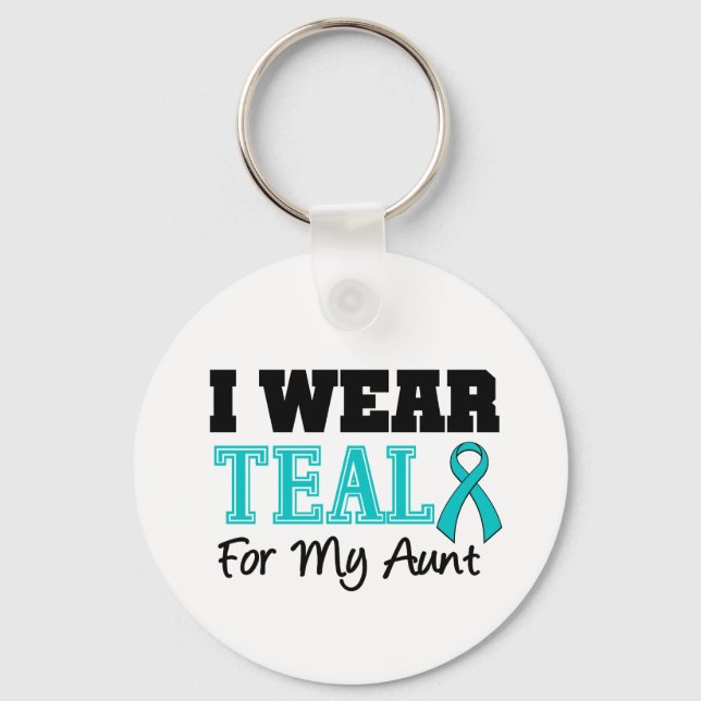 I Bära Teal Ribbon for My Moster Nyckelring (Framsida)
