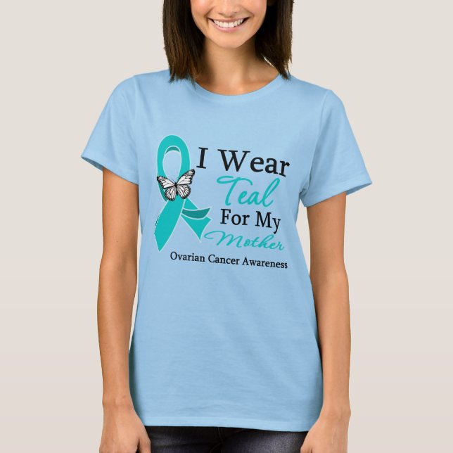 I Bära Teal Ribbon Mor Ovarian Cancer Tröja (Framsida)