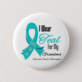 I Bära Teal Ribbon Ovarian Cancer Grandma Knapp