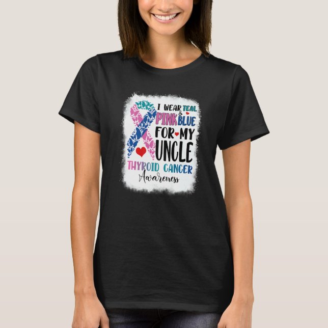 I Bära Teal Rosa Blue farbror Thyroid Awareness Mo T Shirt (Framsida)