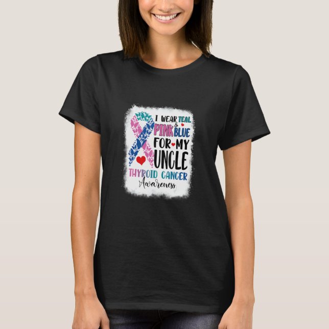 I Bära Teal Rosa Blue farbror Thyroid Awareness Mo T Shirt (Framsida)