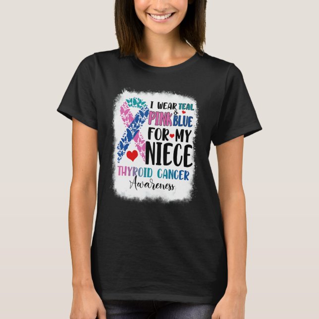 I Bära Teal Rosa Blue Niece Thyroid Awareness Mont T Shirt (Framsida)