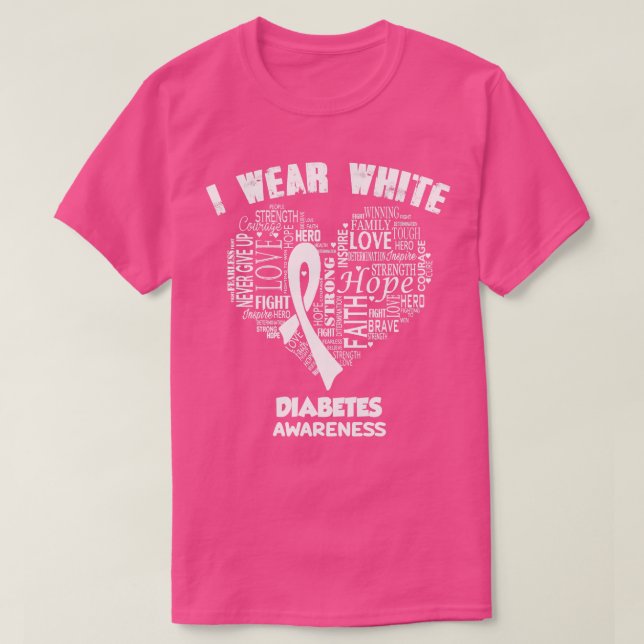 I Bära White for Diabetes Awareness Faith Hope Lov T Shirt (Design framsida)