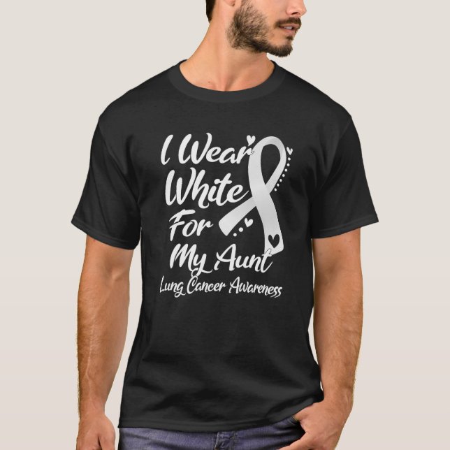 I Bära White för min Moster Lung Cancer-medvetenhe T Shirt (Framsida)