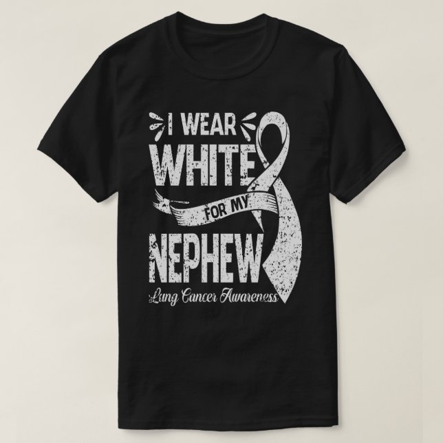 I Bära White for My NEPHEW Lung Cancer Awareness T Shirt (Design framsida)