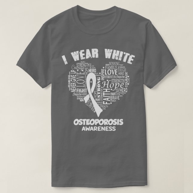 I Bära White for Osteoporosis Awareness Hope T Shirt (Design framsida)