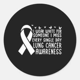 I Bära White Lung Cancer Awareness Runt Klistermärke