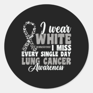 I Bära White Lung Cancer Awareness Runt Klistermärke