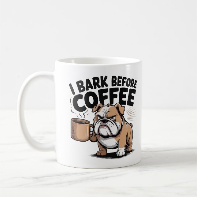 I Bark Before Coffee Mug – Funny Dog Lover Cartoon Kaffemugg (Vänster)