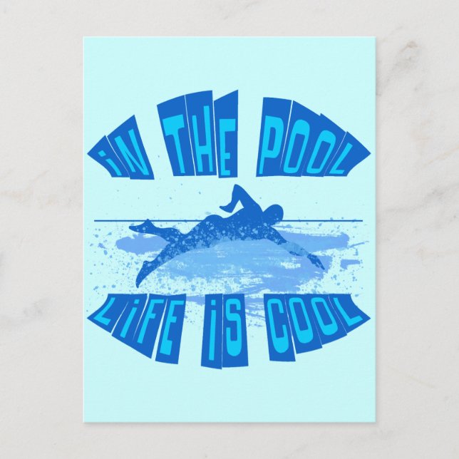 I BASSÄNG ÄR LIVET COOLA VYKORT (Framsida)