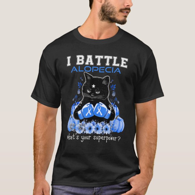 I Battle Alopecia Awareness Cat T Shirt (Framsida)