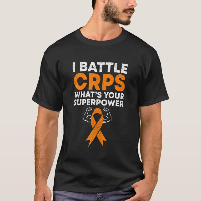 I Battle CRPS RSD Awareness Orange Ribbon Warrior T Shirt (Framsida)