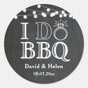 I BBQ Chalkboard Bröllop Engagment Barbecue Runt Klistermärke