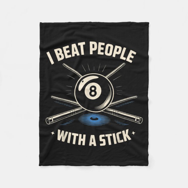 I Beat People With A Stick Billiards Ol Funny Men  Fleecefilt (Framsidan)