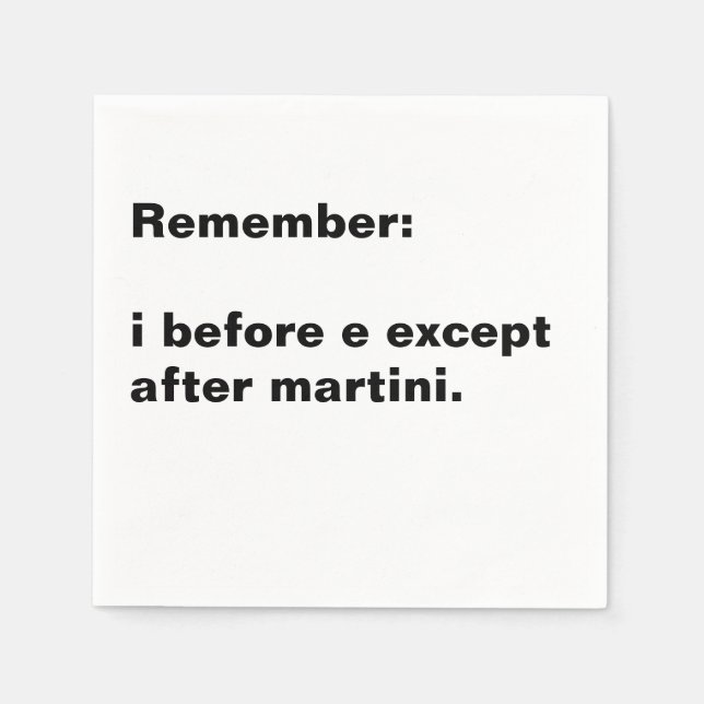 i Before e Spelling Rule Cocktail Pappersservett (Framsidan)