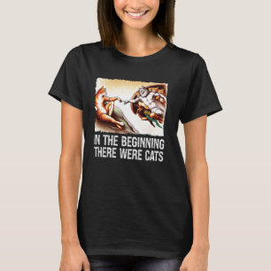 I begynnelsen Katter Skapelse Måleri Parodi Katt T Shirt