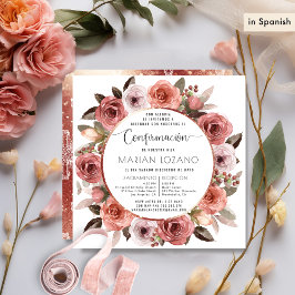 I bekräftelse, Roséguld Blommig Inbjudningar