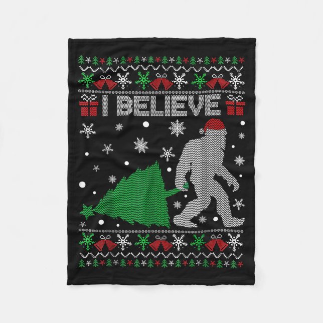 I Believe Big Foot Sasquatch Christmas  Fleecefilt (Framsidan)