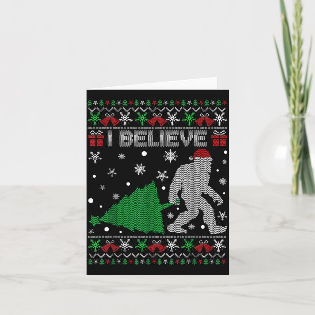 I Believe Big Foot Sasquatch Christmas  Kort (Framsida)