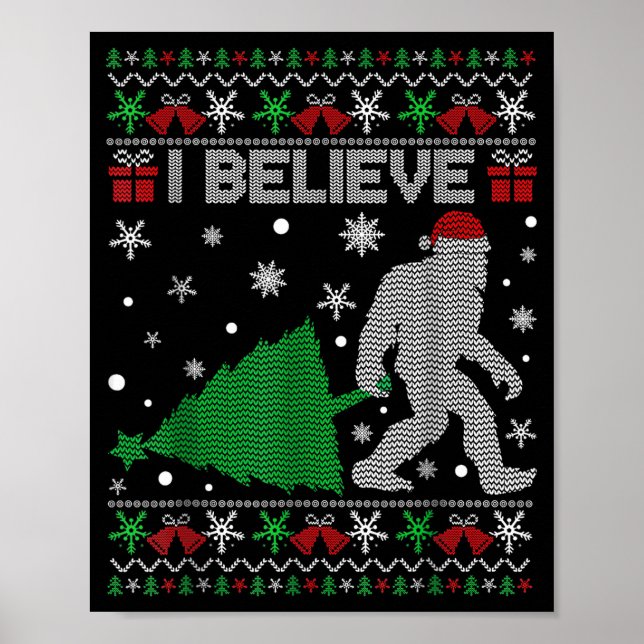 I Believe Big Foot Sasquatch Christmas  Poster (Framsidan)