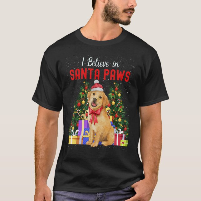 I Believe In Santa Paws  Cute Christmas Labrador P T Shirt (Framsida)