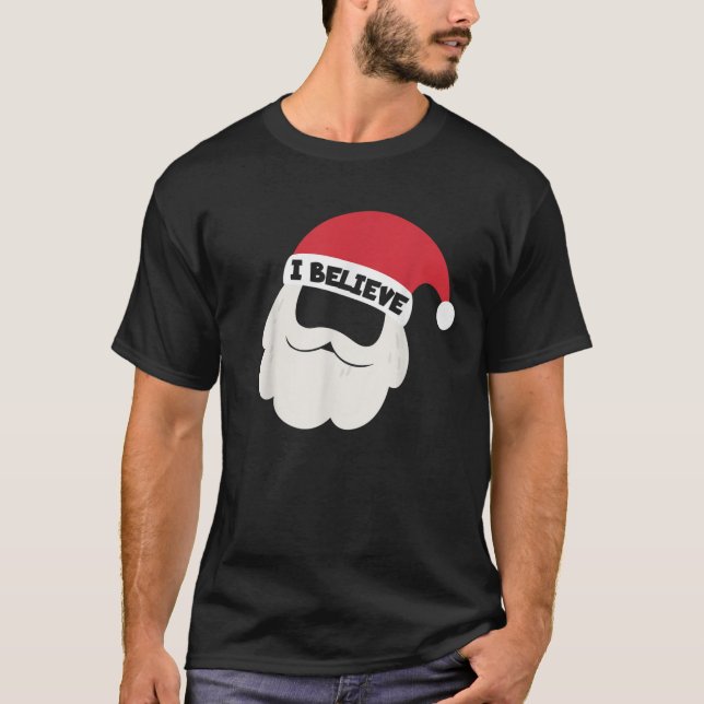 I Believe Santa Beard Family Christmas Pajama I Be T Shirt (Framsida)