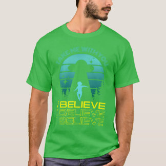 I Believe UFO Print vintage T Shirt